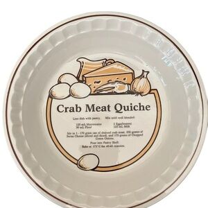 Crab Meat Quiche Ceramic Pie Dish